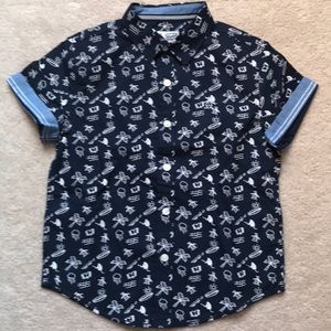 Fun all over print short sleeve button down shirt